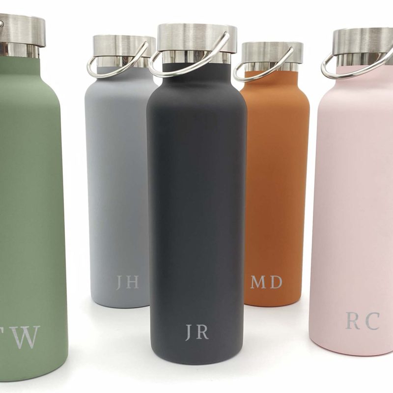 Personalised drinking bottle with initial engraving