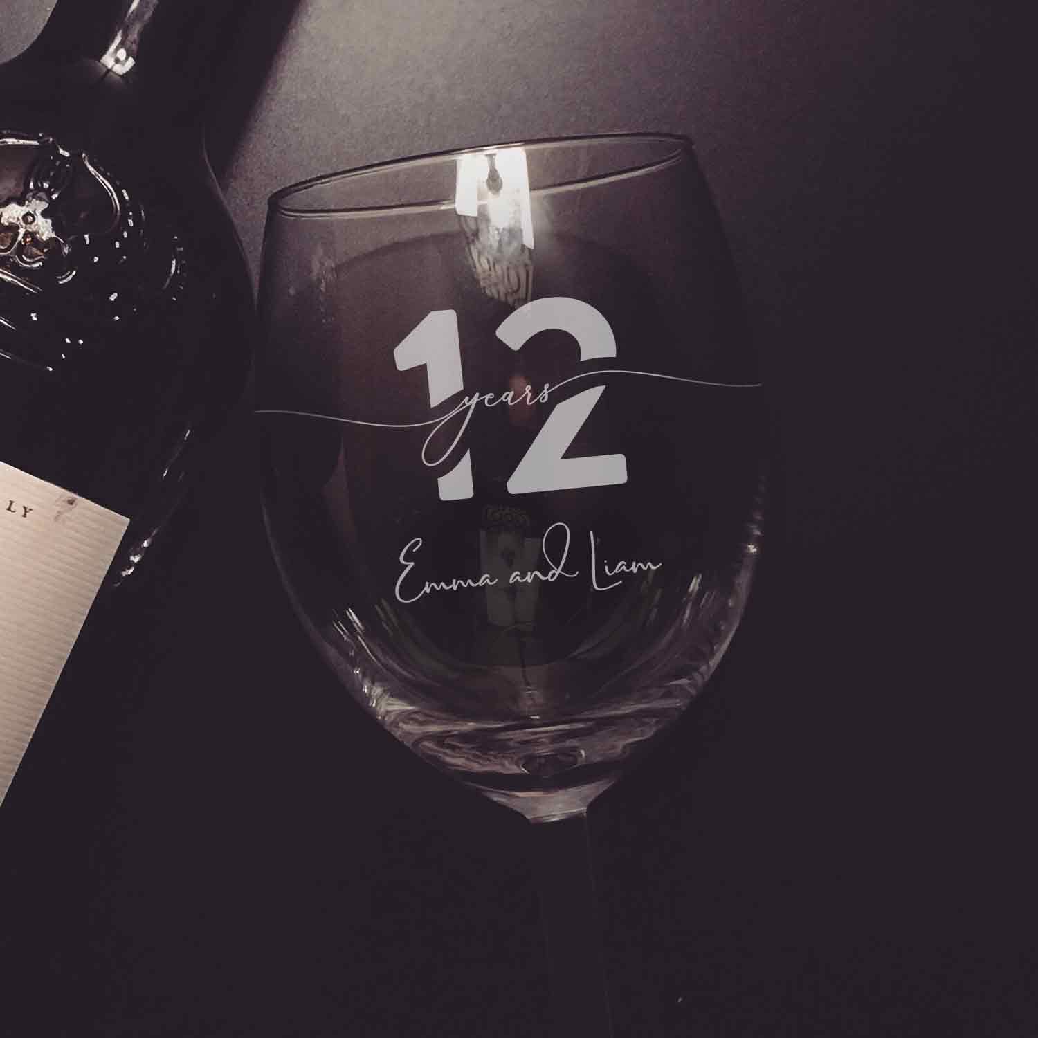 anniversary engraved wine glass