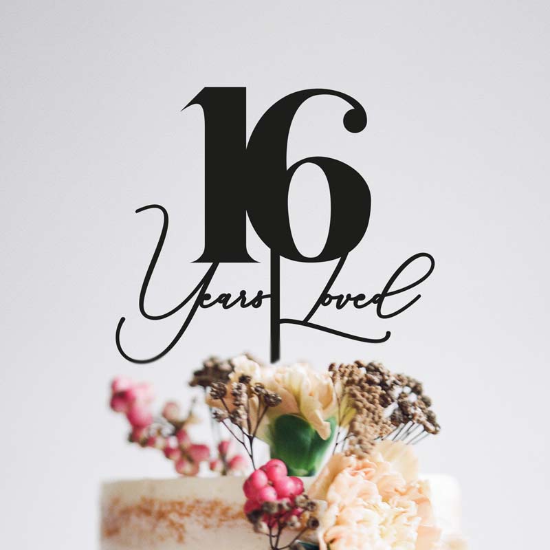 anniversary cake topper 16 years