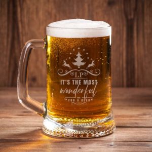 Engraved Christmas Beer Mug 500ML