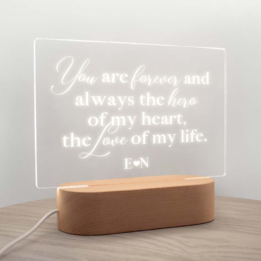 personalised night light with love letter message