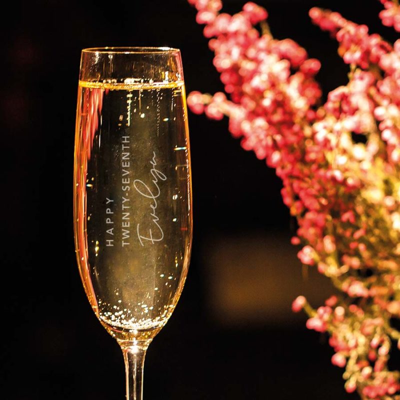 Engraved Champagne Glass Monogram