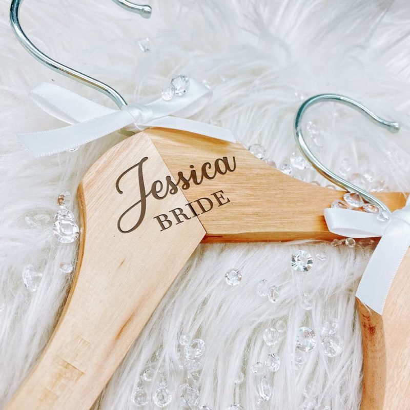 Engraved wedding coat hangers