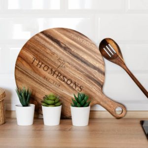 Engraved Family Round Paddle Serving Board