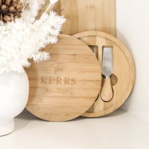Personalised Round Cheese Board Set