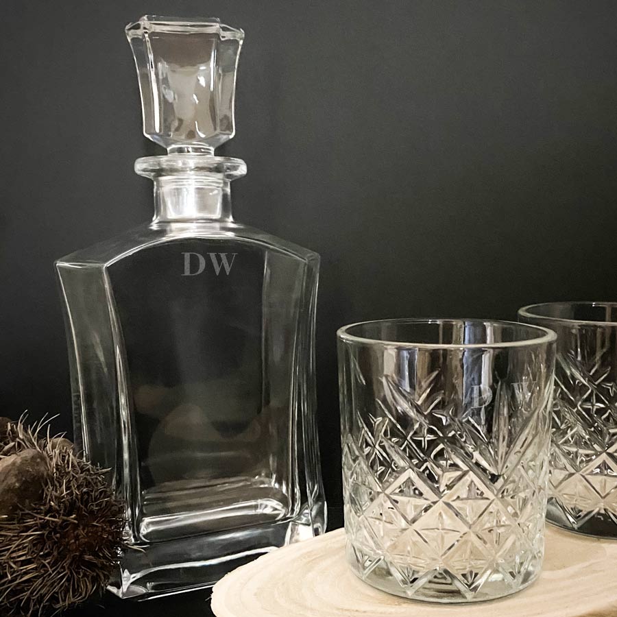 engraved whisky decanter