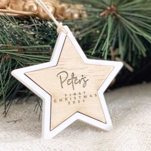 First Christmas Engraved Star Ornament