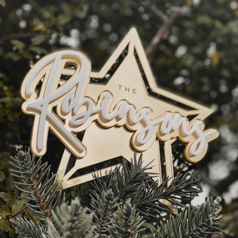 personalised christmas star tree topper