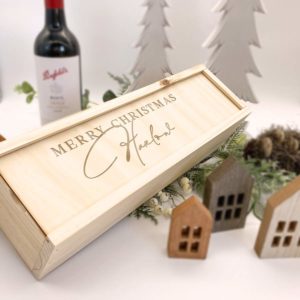 Christmas Personalised Name Wooden Wine Box