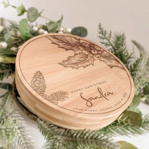 Engraved Christmas Cheese Board Set