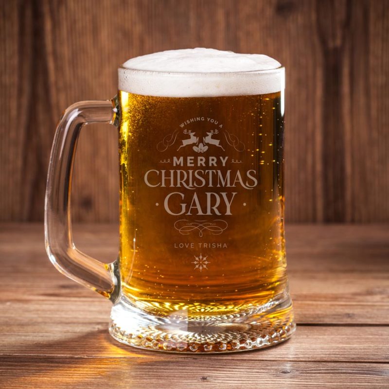 engraved christmas beer mug