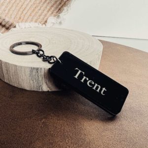 Personalised Keyring with Timber Backing