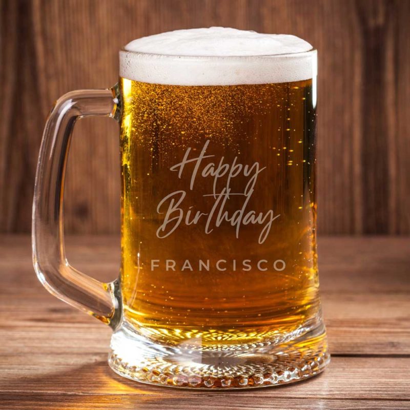 birthday engraved beer mug