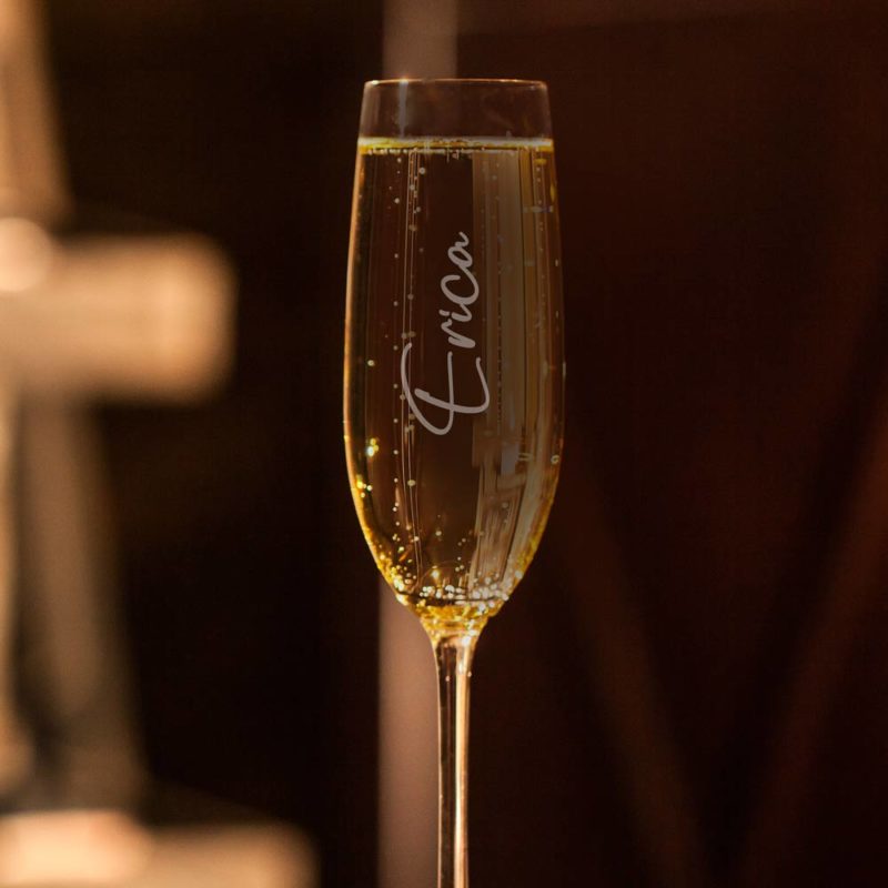 engraved champagne glass