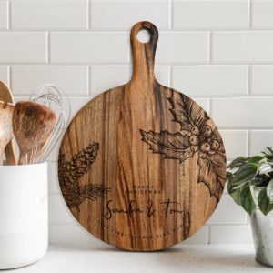 Engraved Christmas Round Paddle Serving Board