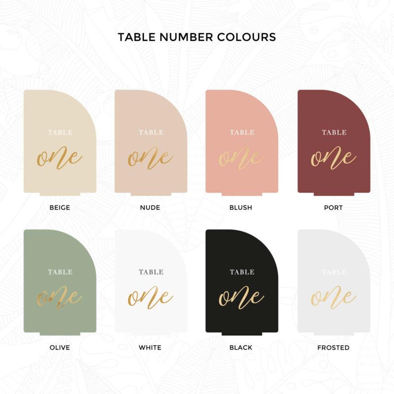 table number colours swatches