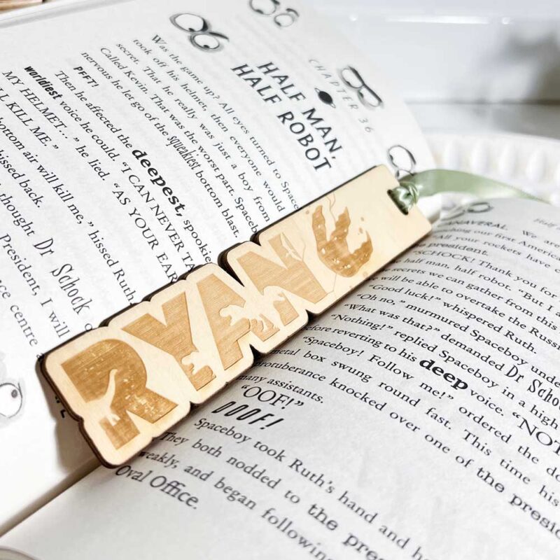 Personalised Wooden Kids Dino Bookmark