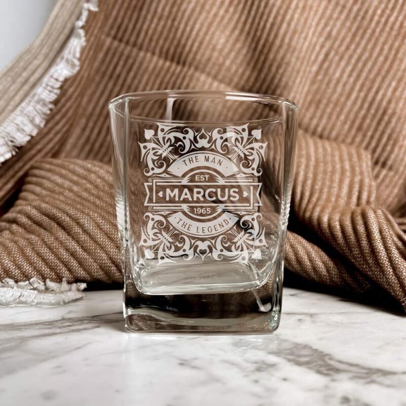 Engraved Vintage style Scotch Whiskey Glass