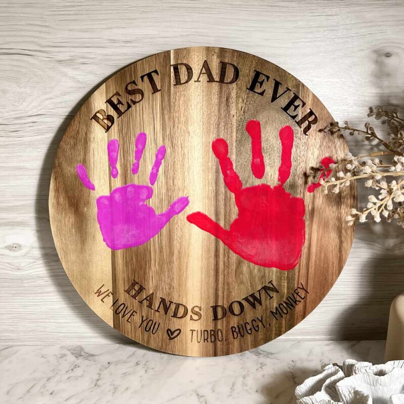 Personalised Hands print father's day plaque